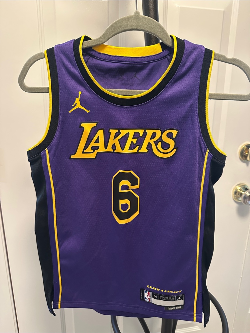 NBA Lakers Purple and Yellow Kids Jersey #6 LeBron James